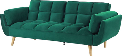 Divan shtrat Beliani Asby Velvet, 3 vende, këmbë druri, jeshil