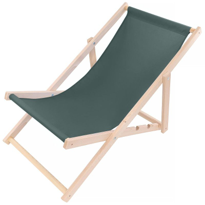 Shezlong plazhi Beach Garden Wooden Folding Deckchair, dru, palosës, jeshile e errët