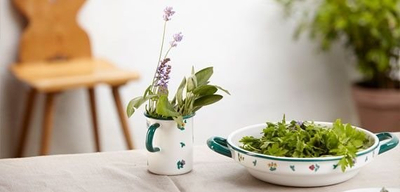 Enë servirjeje Riess Gmundner Streublumen, 1.5L, 18 cm, e bardhë me lule