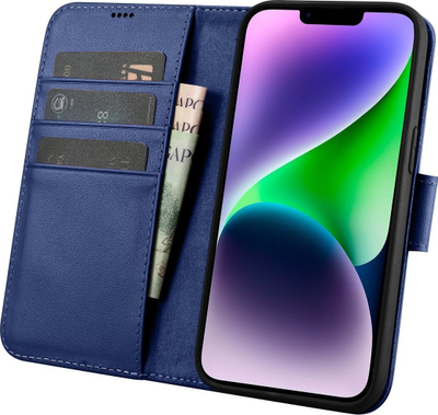 Këllëf telefoni Icarer 2IN1 për iPhone 14 Plus, me kapak flip, i zi