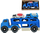 Lodër kamion transportues makinë Dolu Maksik 933-254M, me ambulancë dhe policí, plastik, i kaltër