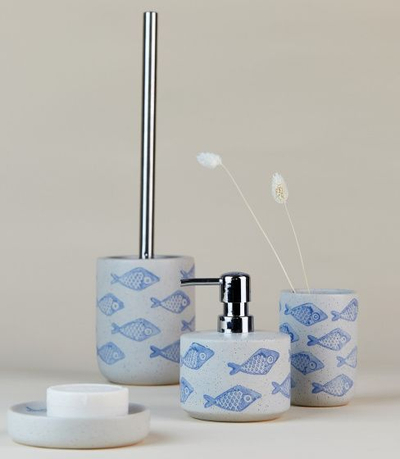 Стоечка четка за тоалет Wenko Aquamarin, 40cm, керамика, бела