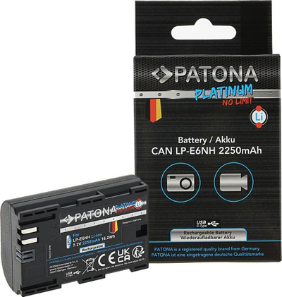 Bateri për kamera PATONA Platinum, Canon LP-E6NH, 2250mAh, Li-Ion, me USB-C