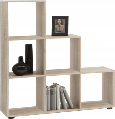 Ndarës dhome FMD Room Divider, 6 kuba, formë shkalle, dru sand oak