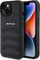 Këllëf telefoni AMG Leather Debossed Lines për iPhone 15 6.1", hardcase me lëkurë, i zi