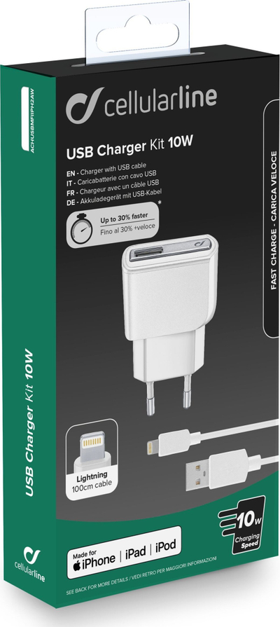 Karikues muri Cellularline Ultra Charger, 1x USB, 2.1A, i bardhë