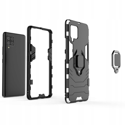 Kllëf telefoni Hurtel Ring Armor për Samsung Galaxy A42 5G, me kickstand, i kaltër