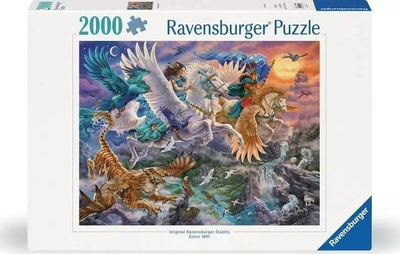 Puzzle Ravensburger Through the Air on Pegasus, 2000 copa, fantasy, shumëngjyrësh