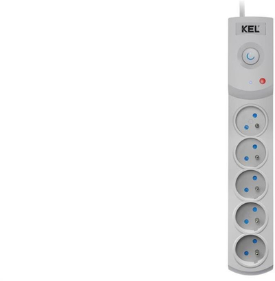 Prizë zgjatuese KEL AX5, 5 dalje, kabllo 5m, e bardhë