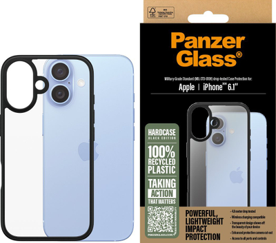 Mbështjellëse PanzerGlass HardCase për iPhone 16, e fortë, e zezë