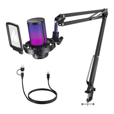 Mikrofon gaming Maono DGM20 S, USB, RGB, i zi