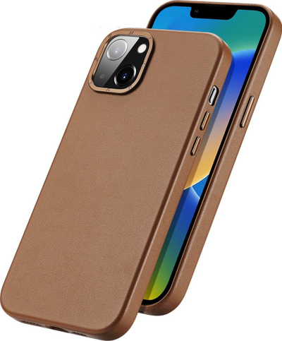Këllëf telefoni Dux Ducis Grit për iPhone 14 Max, lëkurë artificiale, MagSafe, kafe