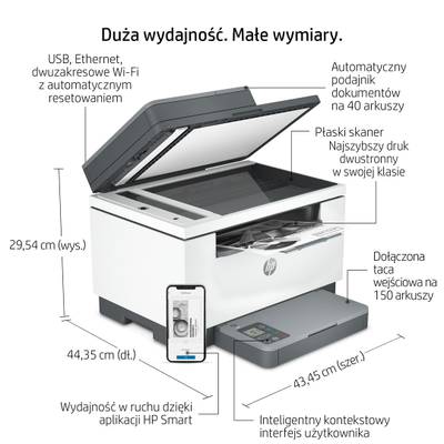Мултифункционален печатач HP LaserJet Pro MFP M234sdw, A4, 600x600dpi, Wi-Fi, бел