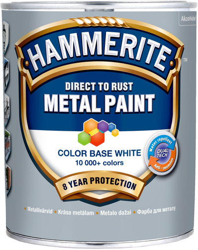 Bojë metali Hammerite Smooth Finish BC, 650ml, bazë ngjyrash, e bardhë