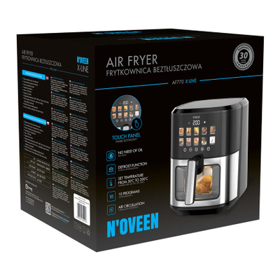 Fritezë me ajër Noveen AF770 X-Line, 6.5L, 10 programe, inox