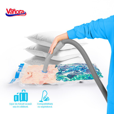 Set me 4 qese vakumi Vanora Home, për ruajtje veshjesh, transparent