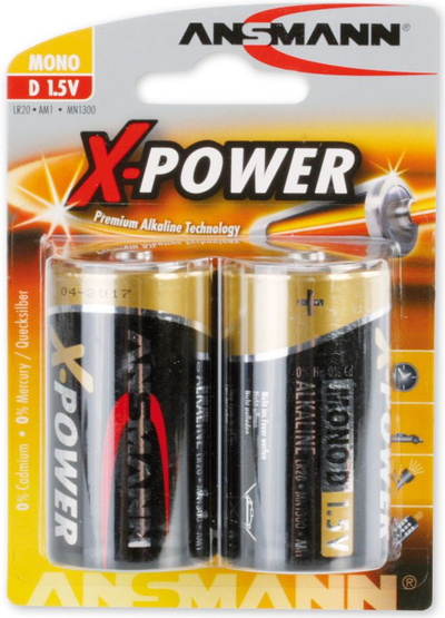 Bateri Ansmann X-Power D R20, alkaline, 1.5V, 2 copë
