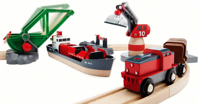Set trenash BRIO Cargo Harbor, 16 pjesë, për fëmijë 3+, shumëngjyrësh