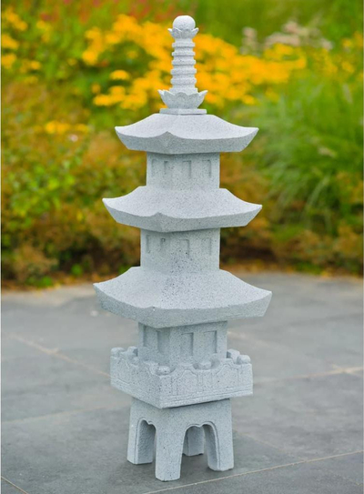 Скулптура за градина Ubbink Acqua Arte Japan Pagode, декоративна, отпорна на временски услови, сива како камен