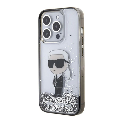 Mbulesë telefoni Karl Lagerfeld Glitter Ikonik për iPhone 15 Pro, hardcase, transparente