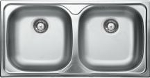 Лавабо од челик со две корита Decor Faucet Boro, инокс, 80 cm, хром