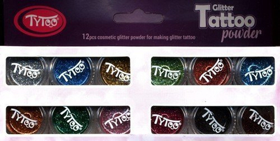 Set tatuazhesh me shkëlqim Dante TYTOO Glitter Tattoos, 12 ngjyra