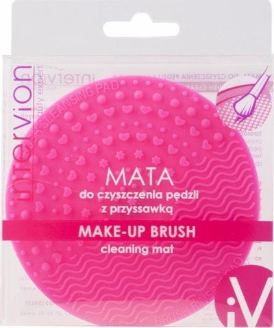 Тепих за чистење четки за шминка Inter Vion Make-Up Brush Cleaning Mat, силикон, со вшмукувачка чашка, розов