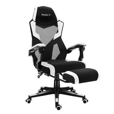 Karrige gaming Huzaro Combat 3.1, mbështetëse këmbësh, mban deri 150 kg, bardh e zezë