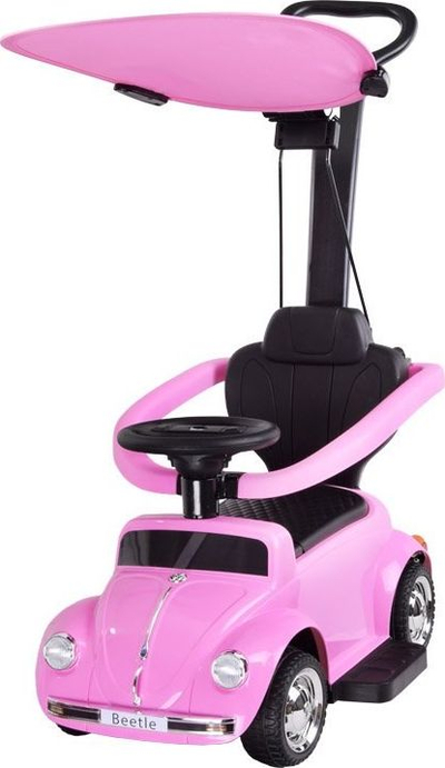 Makina ecëse për kalamaj Volkswagen Beetle, 3 në 1, me timon me muzikë, rozë