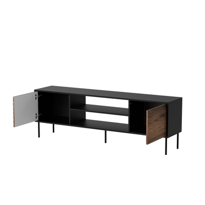 Dollap TV Cama EF Cortina Fellini, 180x40x60 cm, PUSH TO OPEN, i zi arrë