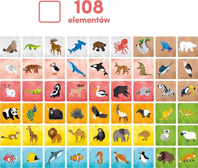 Loja e memories Czuczu Animals of the World, 108 pjesë, për kalamaj 3+, shumëngjyrëshe