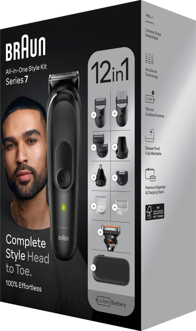 Trimmer multifunksional Braun MGK 7460, 12‑në‑1, Wet &amp; Dry, i zi