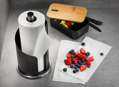 Mbajtës letre kuzhine GEFU CURVE, çelik inox, i zi