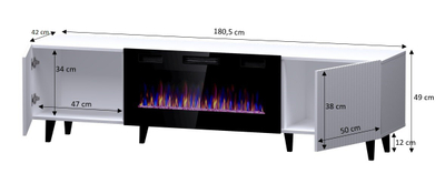 Komodë TV Cama Meble Pafos EF, me oxhak elektrik, 180x42x49cm, MDF, e zezë mat