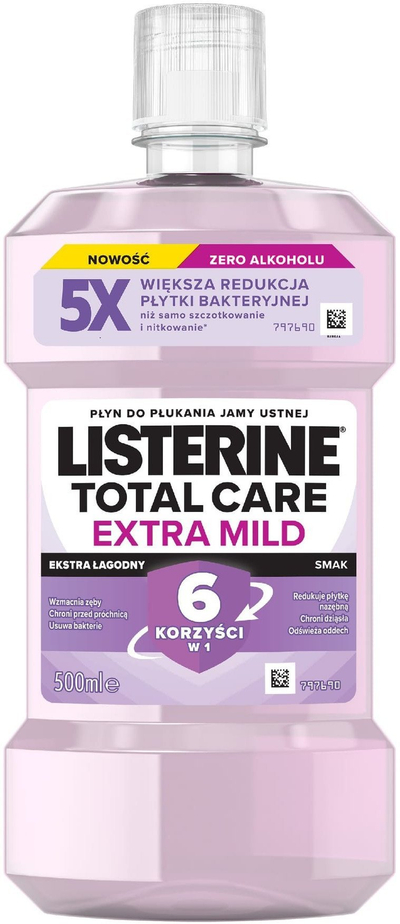 Shpëlarës goje Listerine Total Care Extra Mild, pa alkool, 500 ml