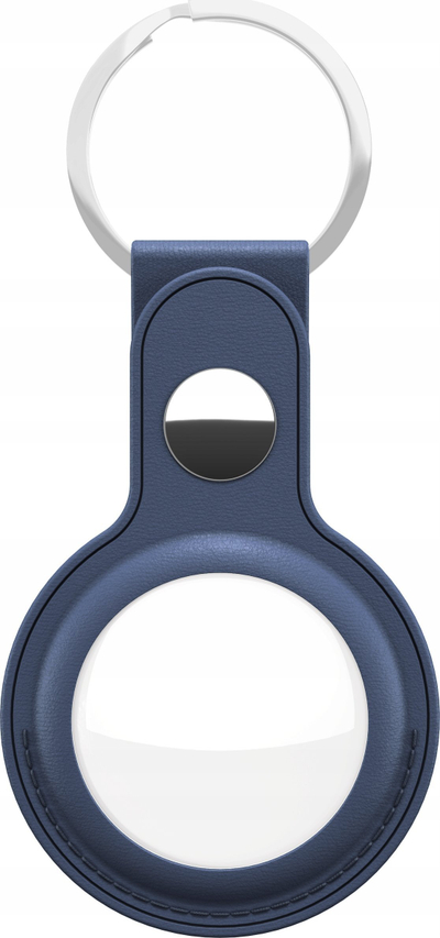 Mbajtëse çelësash KeyBudz Leather Keyring për Apple AirTag, lëkurë natyrale, blu e errët