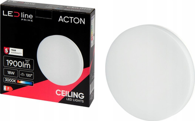 Llambë tavanore DPM ACTON LED, 18W 1900lm, 3000K IP54, e bardhë