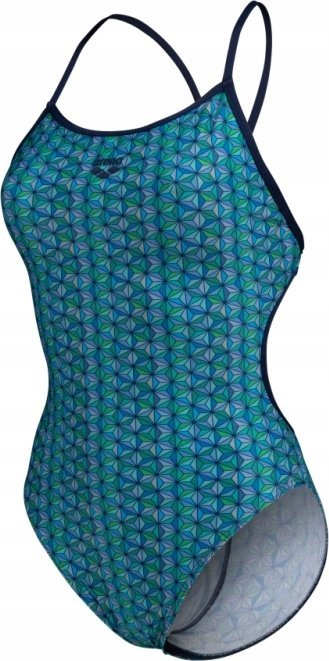 Kostum banje njëpjesësh për goca Arena Starfish Lace, MaxLife Eco, me yll deti, blu jeshile
