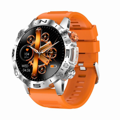 Ora e zgjuar Mski Gravity GT20 4, ekran 1.43\" AMOLED, Bluetooth Call, argjendt me rrip portokalli