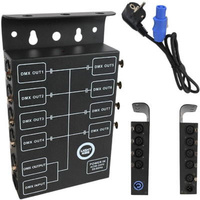 Ndarës DMX LIGHT4ME Xsplit 8, 8 kanale, për montim në rack, i zi