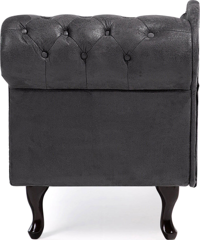 Shezlong Beliani Nimes, me krah nga e djathta, material faux suede, gri e errët