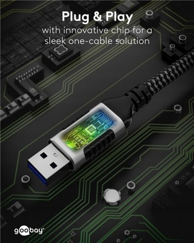 Adapter rrjeti Goobay 70497, USB në RJ-45, i zi me argjend
