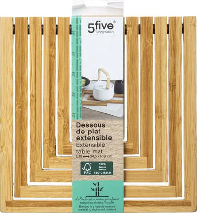 Mbajtëse tenxheresh 5five, bambu, me zgjerim, kafe