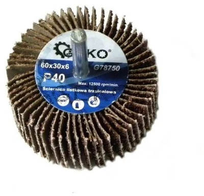 Disk gërryes GEKO me bosht, 60x30x6 mm, P60