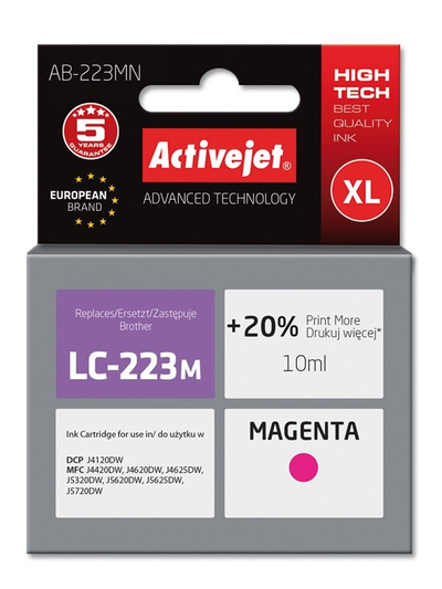 Ngjyrë për printer Activejet AB-223MN (zëvendësim për Brother LC223M), 10 ml, vjollcë