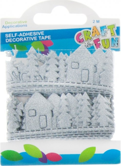 Shirit dekorativ vetëngjitës Craft with Fun Reindeer Forest, 2 m, 3 cm, argjendtë