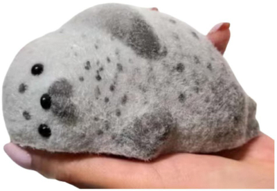 Lodër antistres fokë silikoni me gëzof, 12 cm, gri