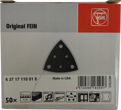 Letër zmerile delta Fein 63717110015, K80, 80mm, set me 50 copë