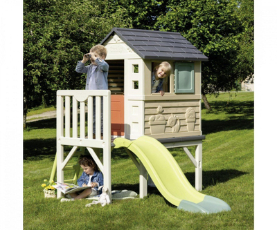 Куќичка играчка Smoby Life House on Stilts, на столбови, со лизгалка, повеќебојна