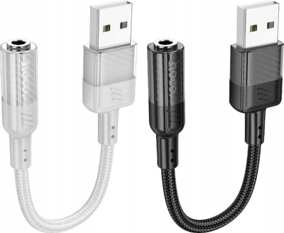 Adapter audio USB në 3.5mm Hoco Spirit LS37, 15cm, gri